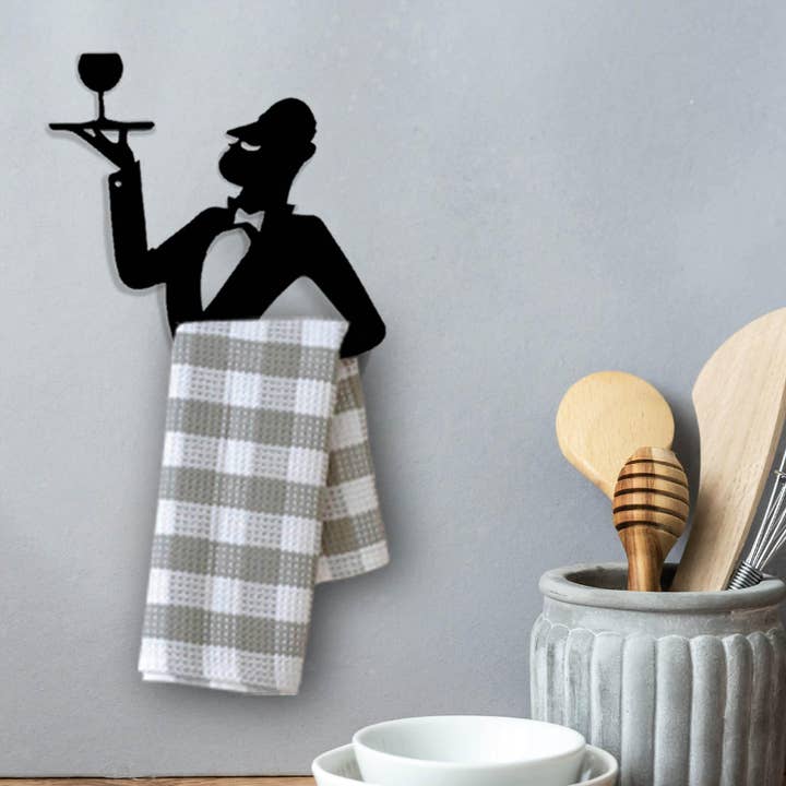 Porte-serviettes de cuisine Metal Butler avec moustache pour la vente par Artori Design LLC