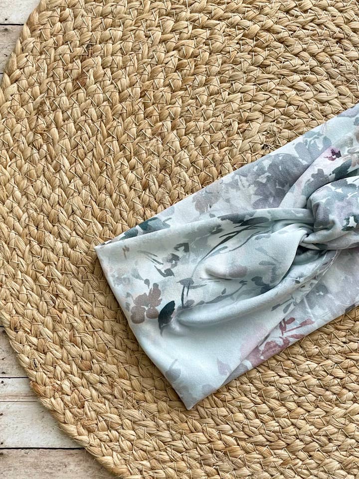 Silver Vines Knit Twist Headband for wholesale by Designs by Rachel Joy