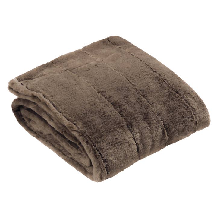 Empress Faux Fur Throw Taupe for wholesale on Faire1