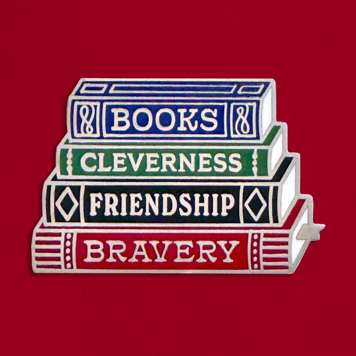 Books & Cleverness Enamel Pin for wholesale by MacGuffin Goods