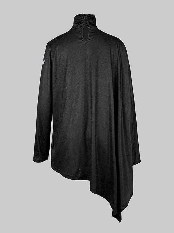 BLACK Floral High Neck Long Sleeve Tee for wholesale on Faire4