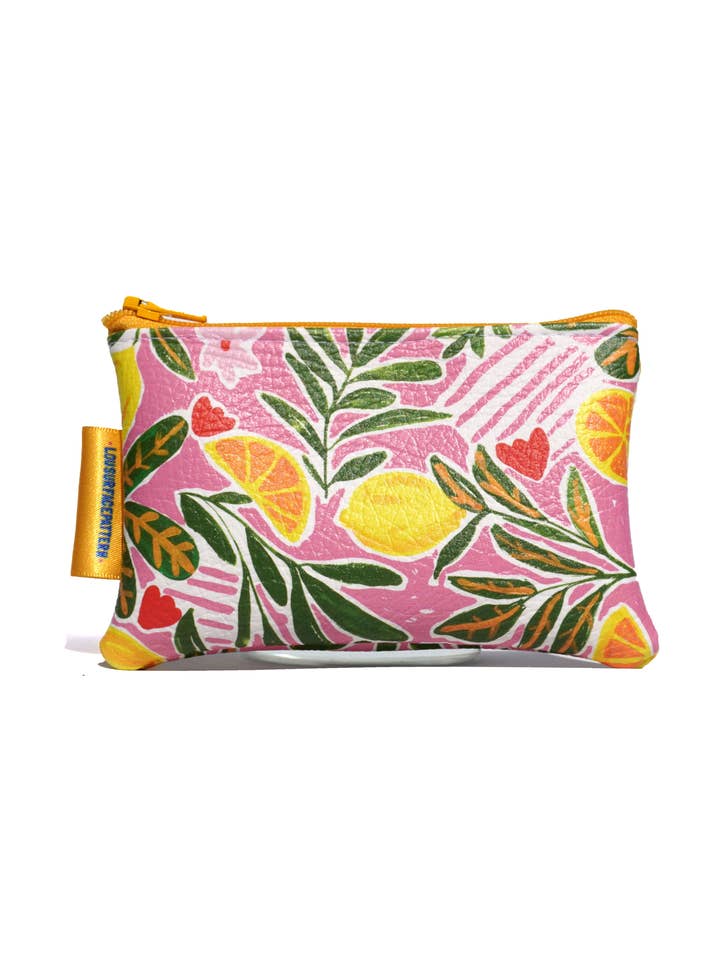 Vegan leather lemons purse for wholesale by Lousurfacepattern