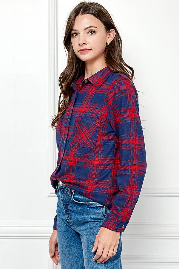Veracci - Wholesale Button Down Shirt - Women's - Stretch button Up Women Plaid Sweater Shirt4