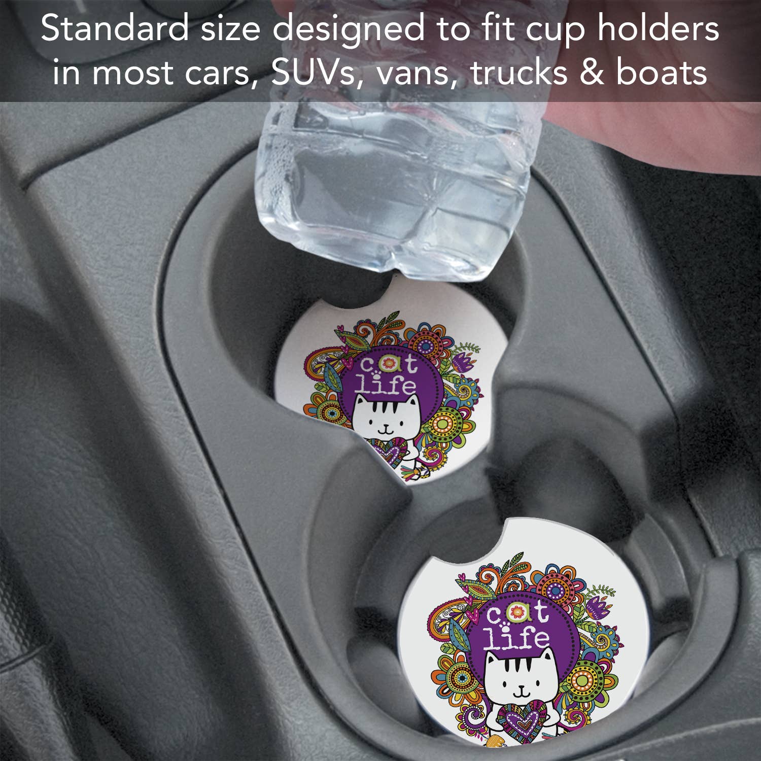 Conimar Promotions - Wholesale Coasters - "Cat Life" Stone Car Coaster  BULK NO PACKAGING   4