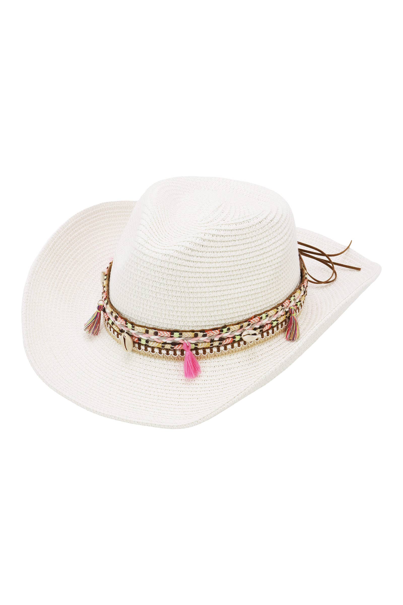 Cap Zone - Wholesale Cowboy Hat - Women's - Pink Tassel Straw Coastal Cowgirl Hat20