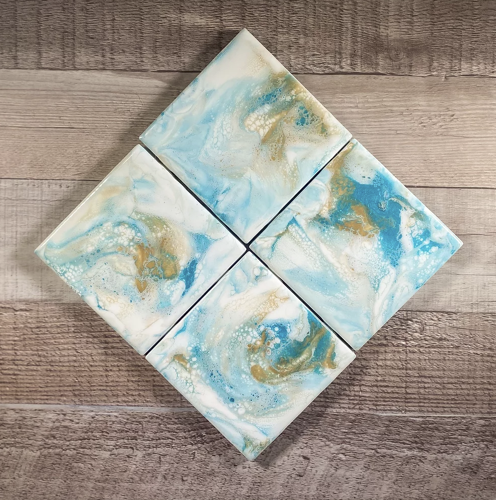Coastal Coasters - Wholesale Coasters - Caribbean Crush |  Handmade Drink  Coaster Set | Artful Gift1