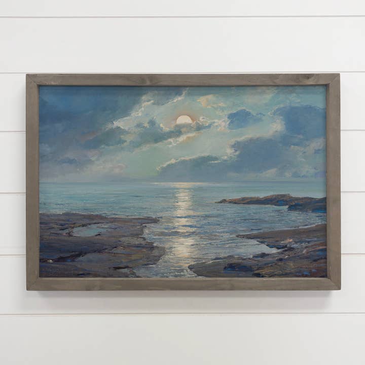 Rising Moon Tide - Nature Landscape Canvas Art - Framed Art for wholesale by Hangout Home