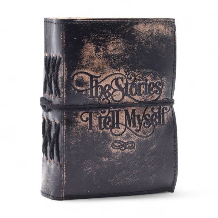 Leather Notebook (12.5x9 cm) - The Stories I Tell Myself for wholesale by Ancient Wisdom