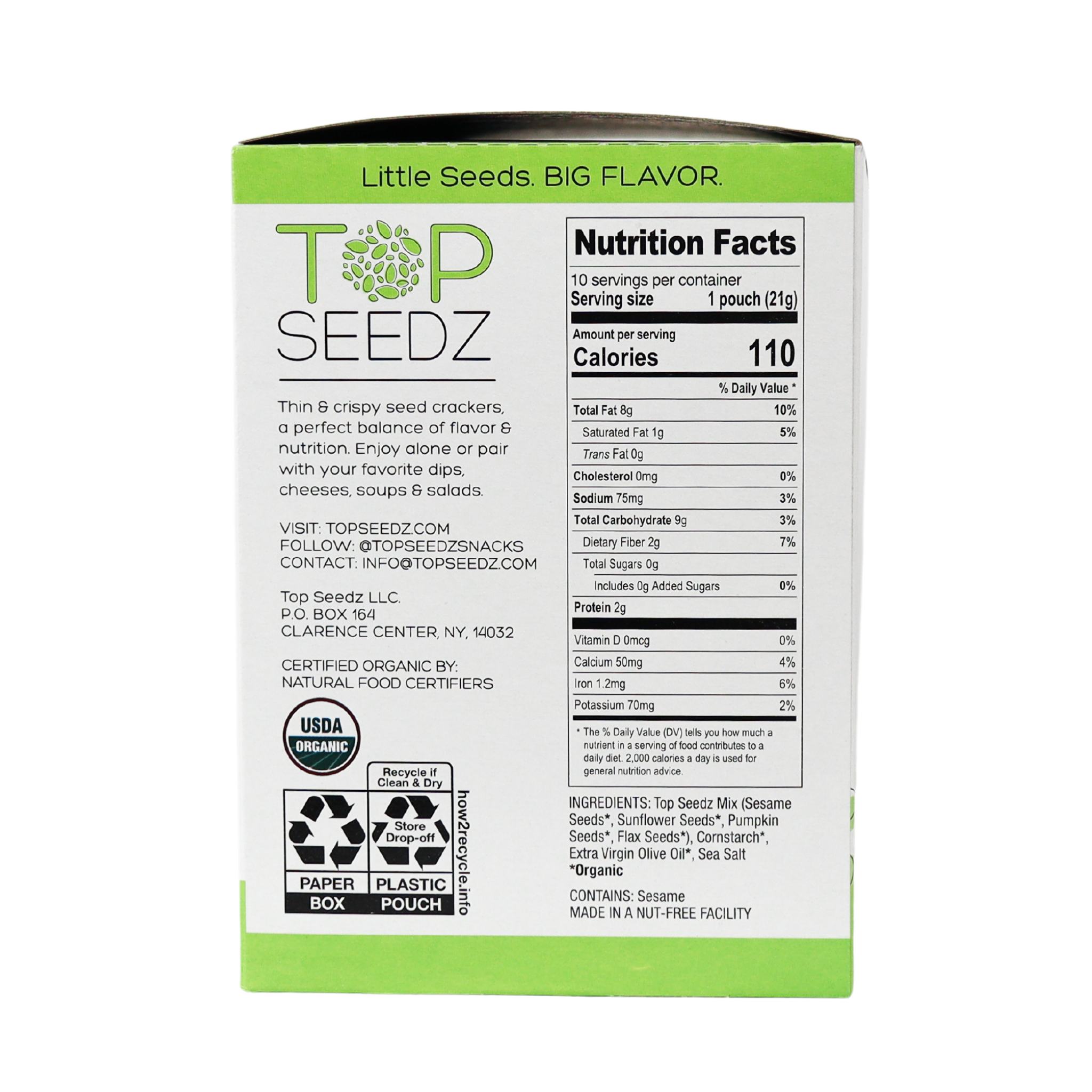 Top Seedz - Wholesale Crackers - Sea Salt Crackers Counter Display - 7.5oz - Four Per Case4