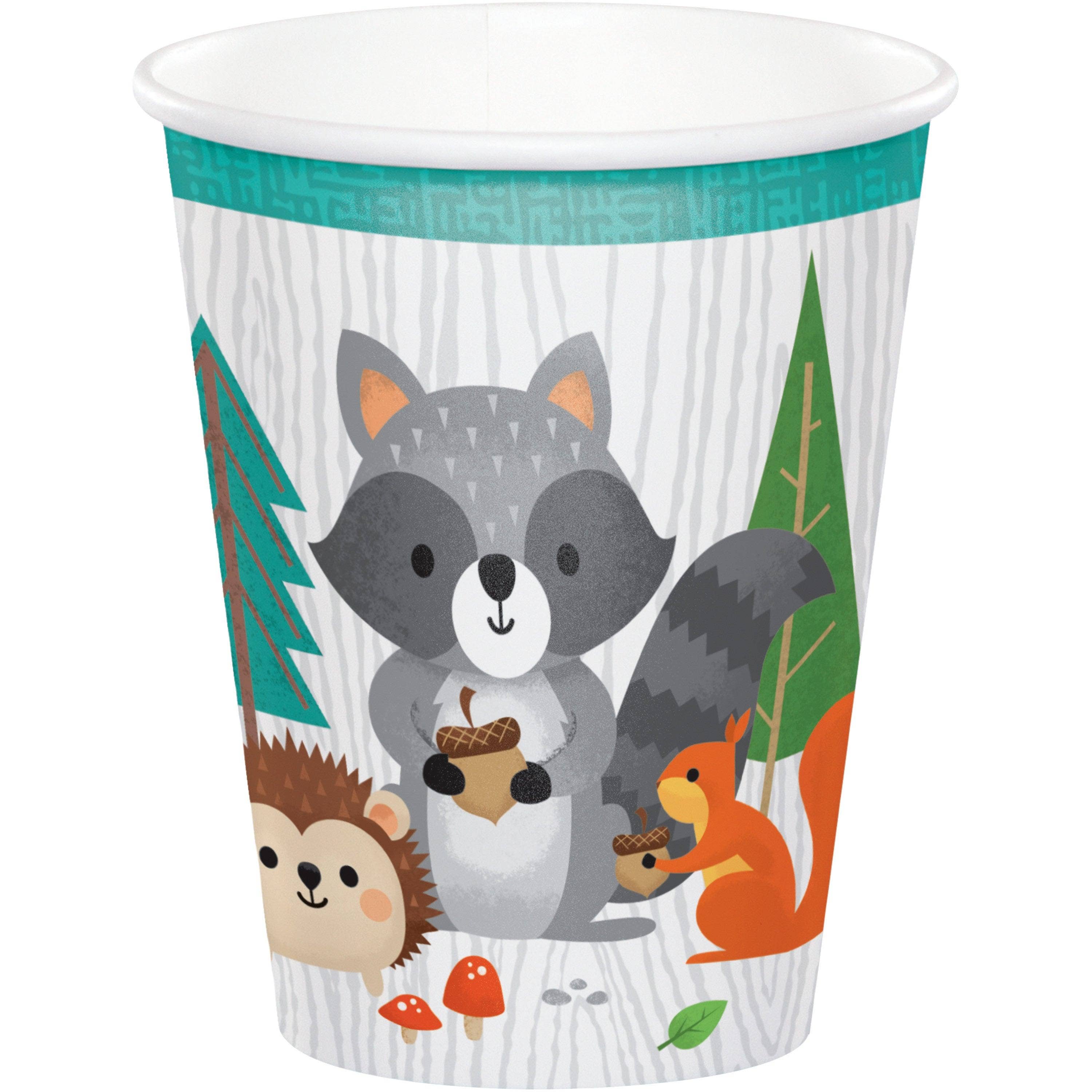 KT Supply - Wholesale Disposable Cup - 9 Oz. Wild One Woodland Animal Paper Cups, Case of 960