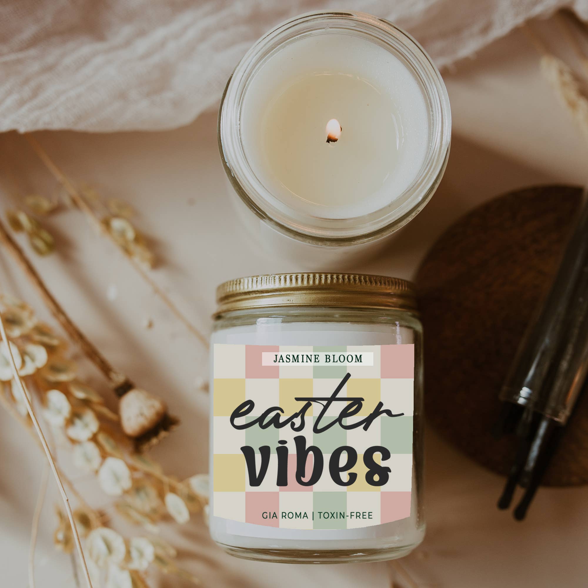 Gia Roma - Vendita all'ingrosso Candela in vasetto - Candele pasquali retrò con graziosi barattoli profumati alla soia primaverile32