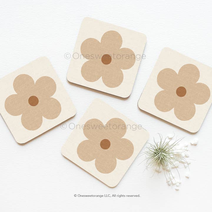 Terra Daisy Coaster Set of 4 Daisies Coasters Coaster Set for wholesale by Onesweetorange