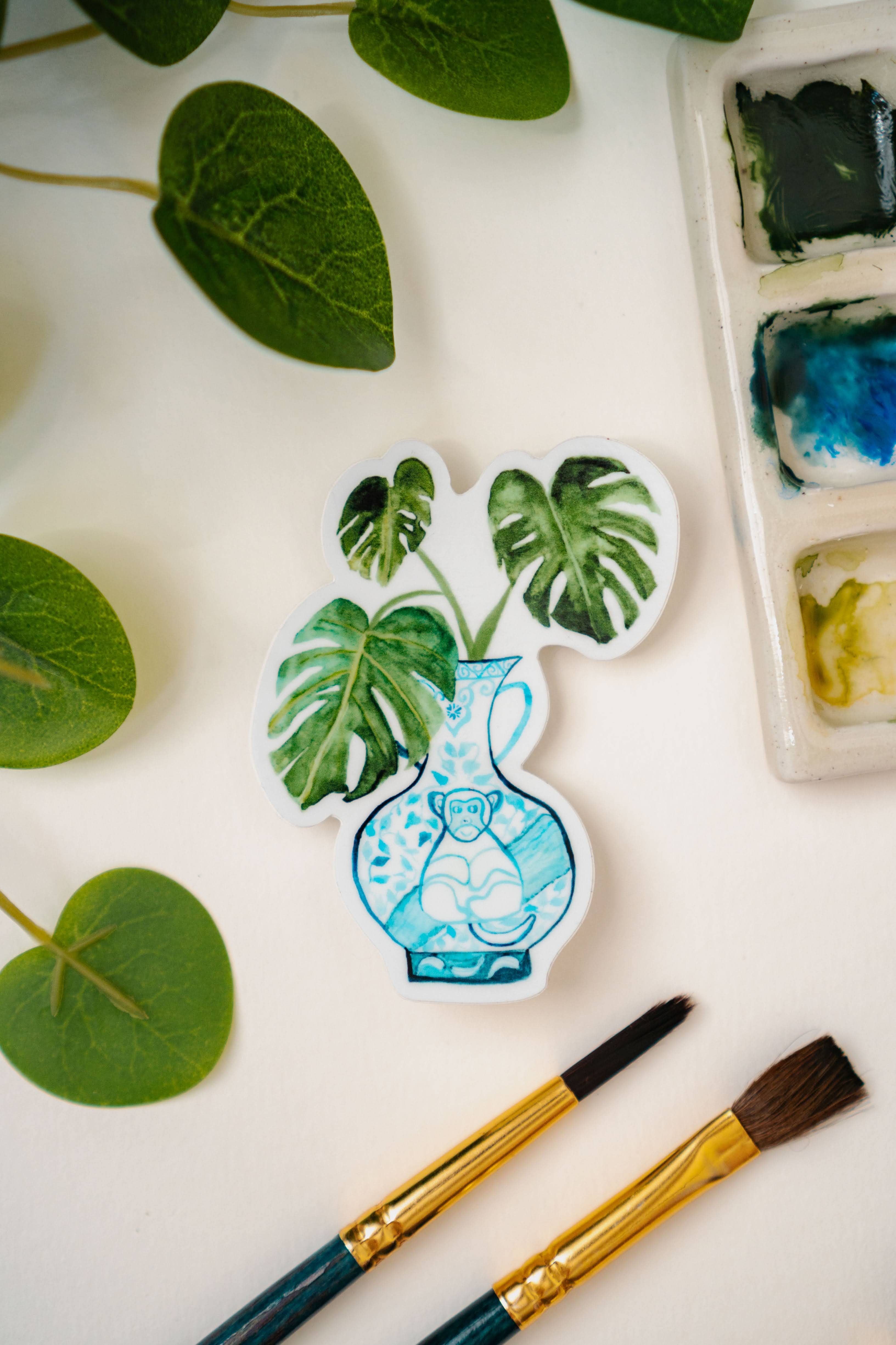 Menmin Made – Engroshandel Klistermærke – År for aben + Monstera-klistermærke1