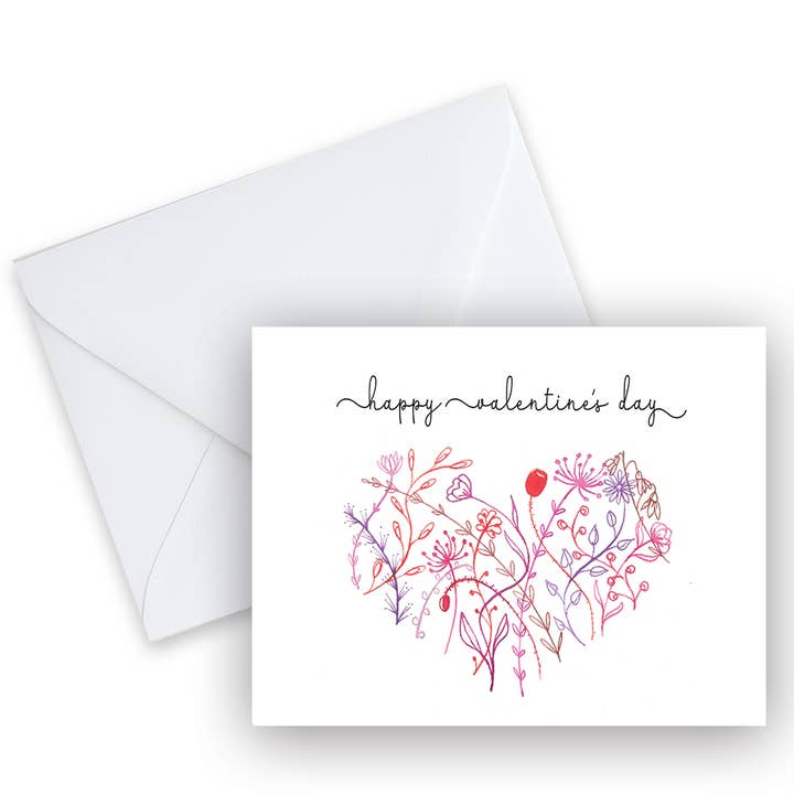Pink Botanical Heart Valentines Greeting Card Blank (Copy) for wholesale by KCM Studio INK