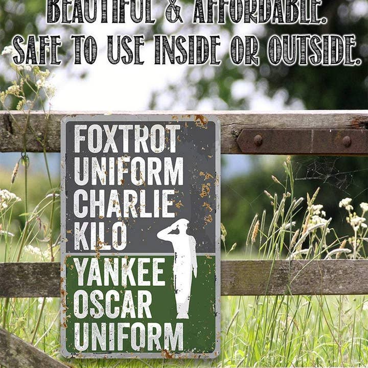 Lone Star Art - Wholesale Sign - Foxtrot Uniform Charlie Kilo, Yankee Oscar Uniform - Metal S