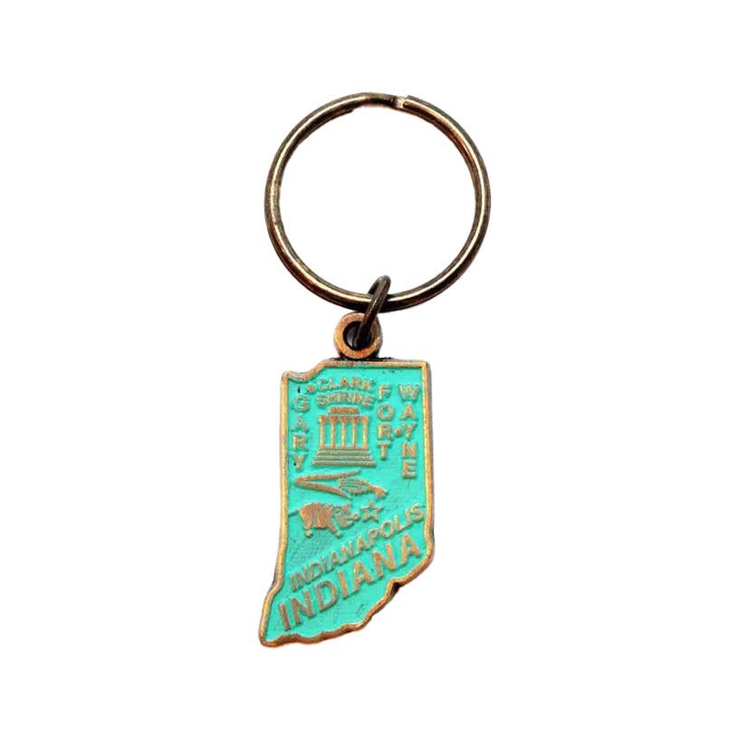 Gleeful Peacock - Wholesale Keychain - Unisex - Indiana Vintage State Map Keychain1