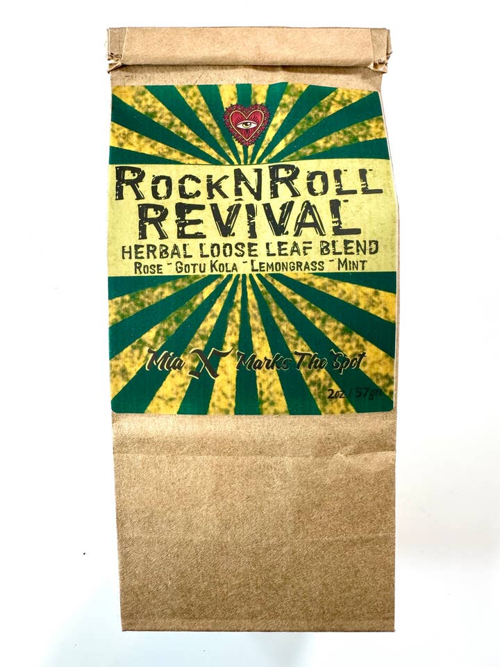 Rock N Roll Revival Herbal Loose Leaf Tea Blend for wholesale by Mia X Marks The Spot