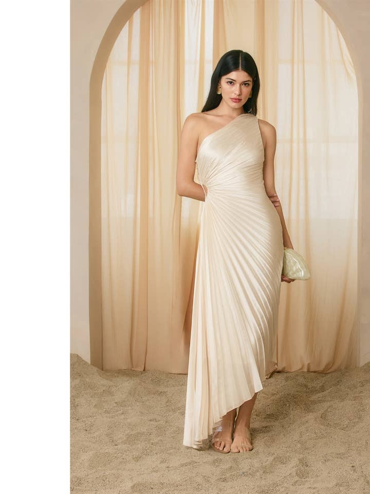 Dress Forum - Wholesale Dress - Women's - Olympia Asymmetrical Pleated Maxi Dress (1)68