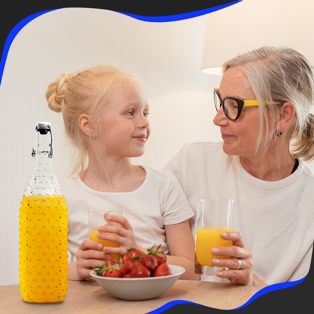 Nevlers - Wholesale Milk/Juice Bottle - Glass Swing Top Bottles - 33 oz. Dotted Design (Set of 6)2