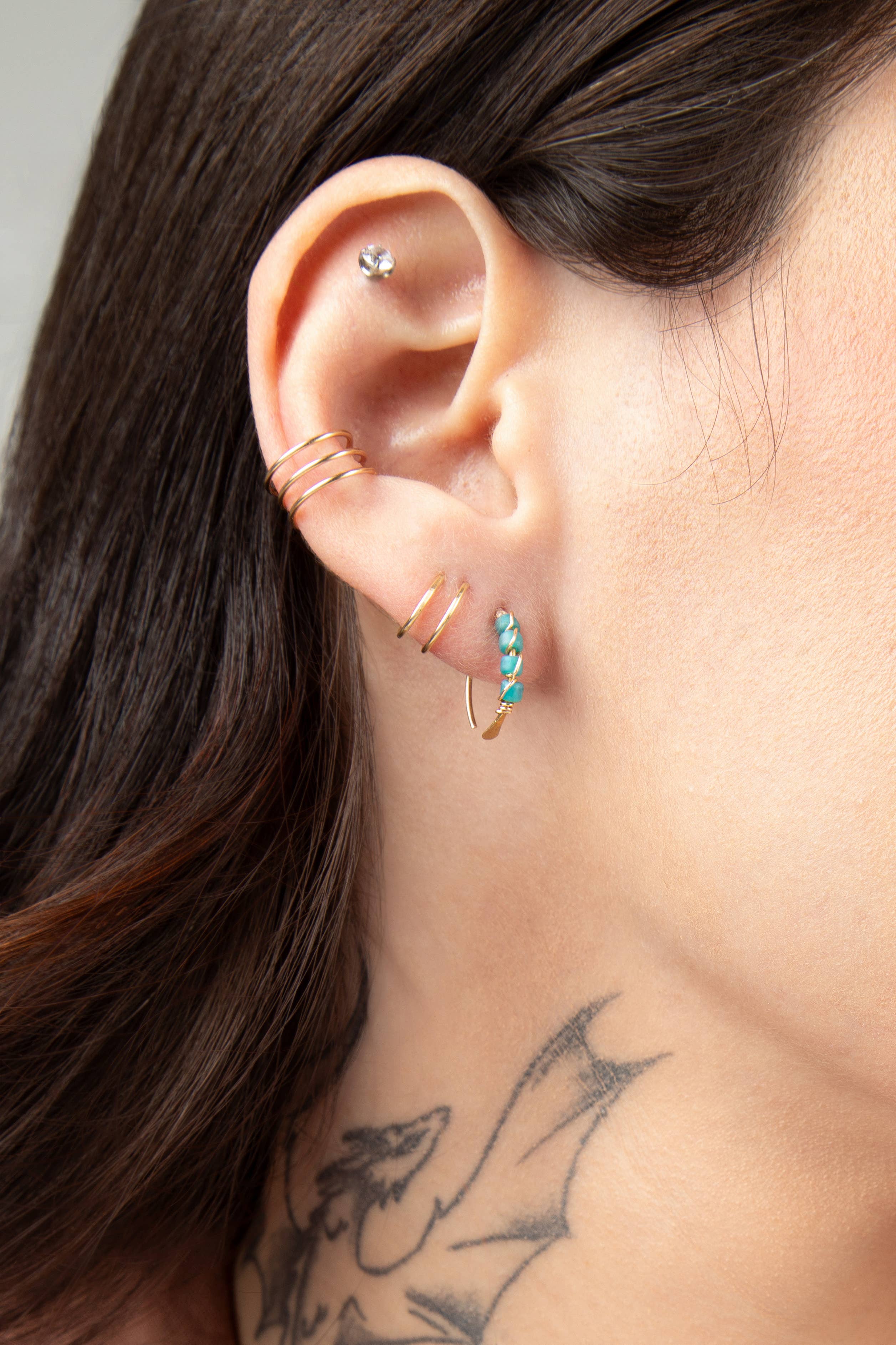 Forai - Wholesale Huggie Earrings - Moab Western Beaded Hoop Earrings in 14k Gold Filled1