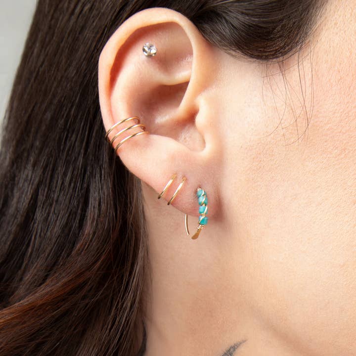 Forai - Wholesale Huggie Earrings - Moab Western Beaded Hoop Earrings in 14k Gold Filled1