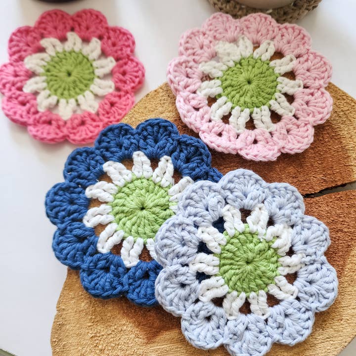 Handmade By Uruba – Großhandel Untersetzer – Baumwolluntersetzer, von Blumen inspiriertes handgewebtes Untersetzer-Set11