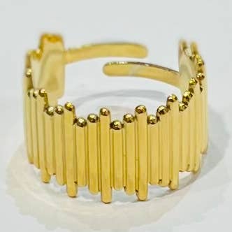 Anel de aço inoxidável com barras verticais finas próximas. por atacado de Bijoux 7bis