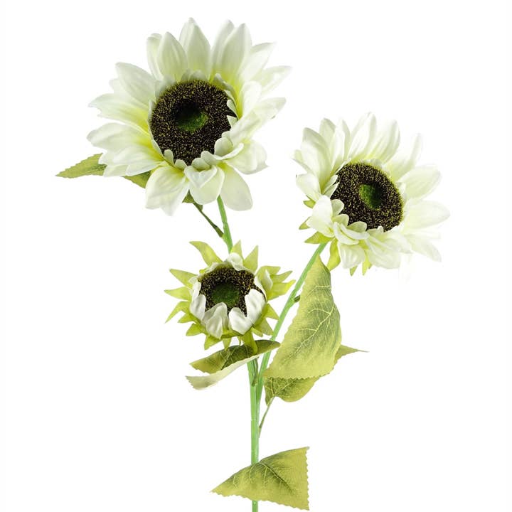 Leaf Design UK LTD - Wholesale Artificial flowers - Pack 6x Artificial Flowers White Sunflower 3 heads 88cm4