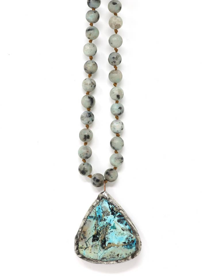 Colar de lágrima de crisocola malaquita por atacado de Little Woodlander