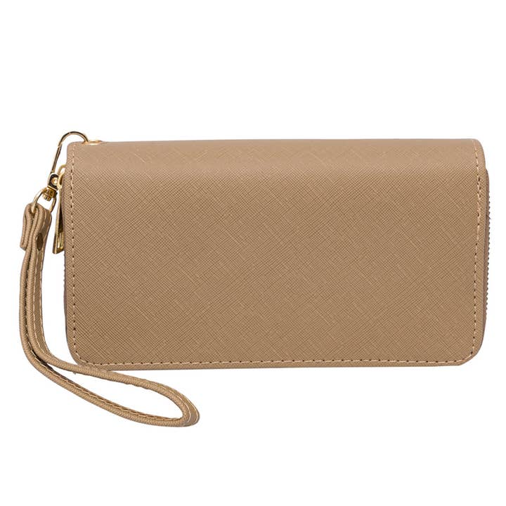 Deluxe Import Trading - Wholesale Wallet - Women's - Park Ave Collection Double Zipper Wallet - Beige
