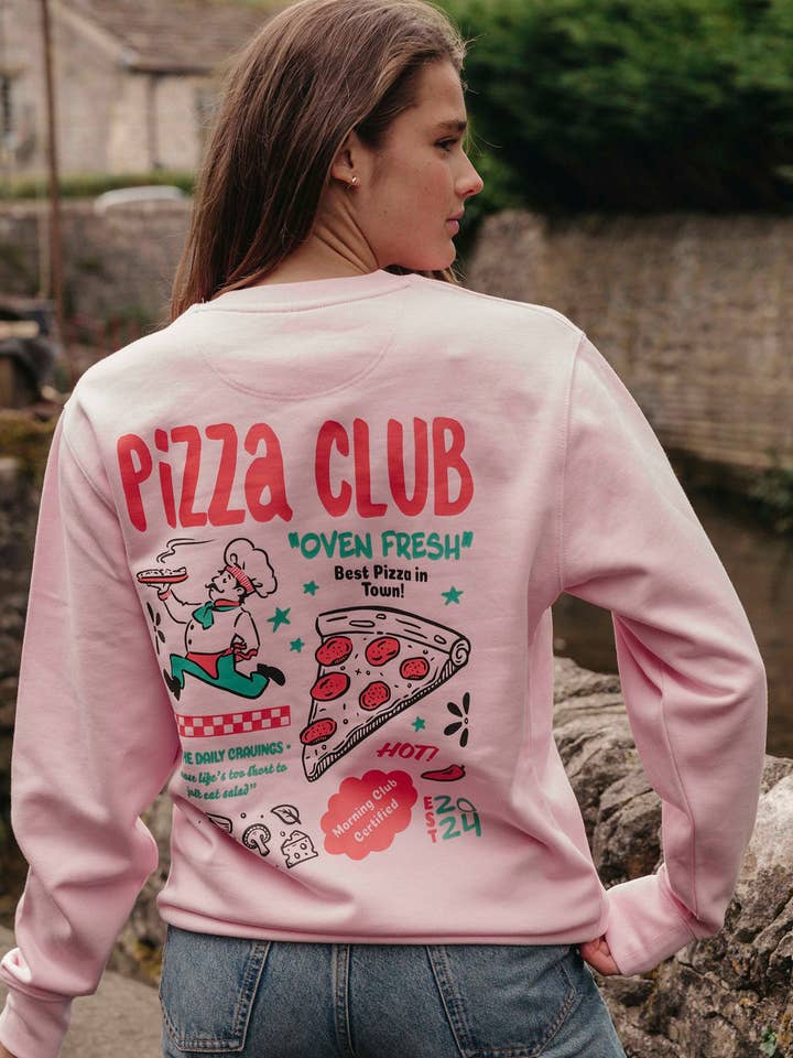 Pizza Club Organic Cotton Sweatshirt for wholesale by Morning Club Clothing