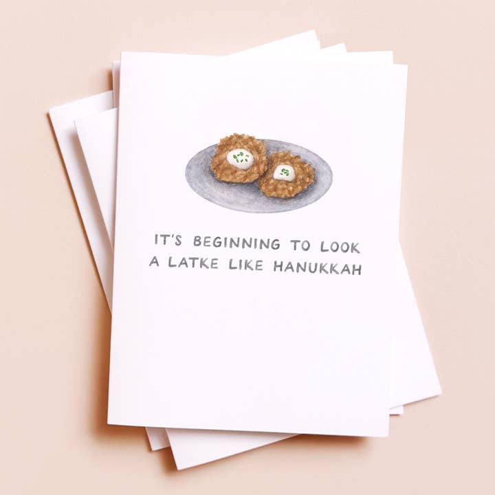 Amy Zhang – wholesale Hanukkah-kort – En latke som Hanukkah — Judisk mathelgkort0