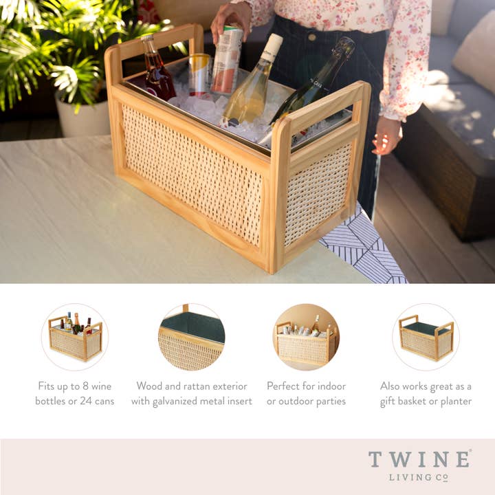 Twine - Wholesale Party Tub - Rattan and Wood Beverage Tub3