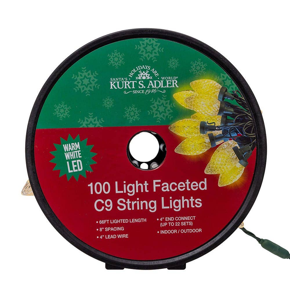 Kurt S. Adler, Inc. - Wholesale String Lights - 100L WW LED FACETED C9 STRING LITES0