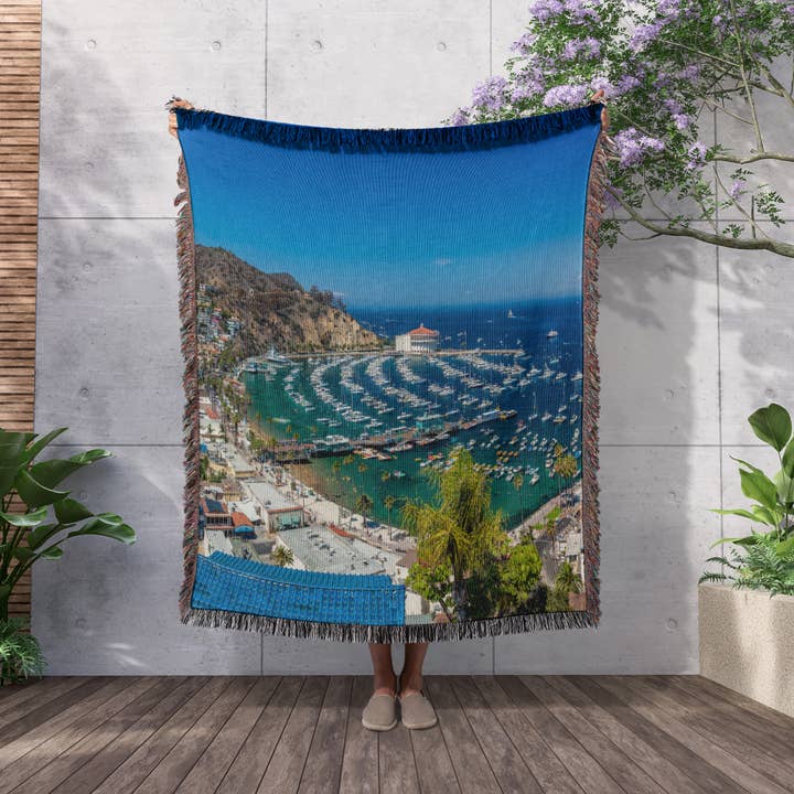3dRose - Wholesale Throw Blanket - 3dRose, A Panorama of Avalon on Catalina Island , Blanket2