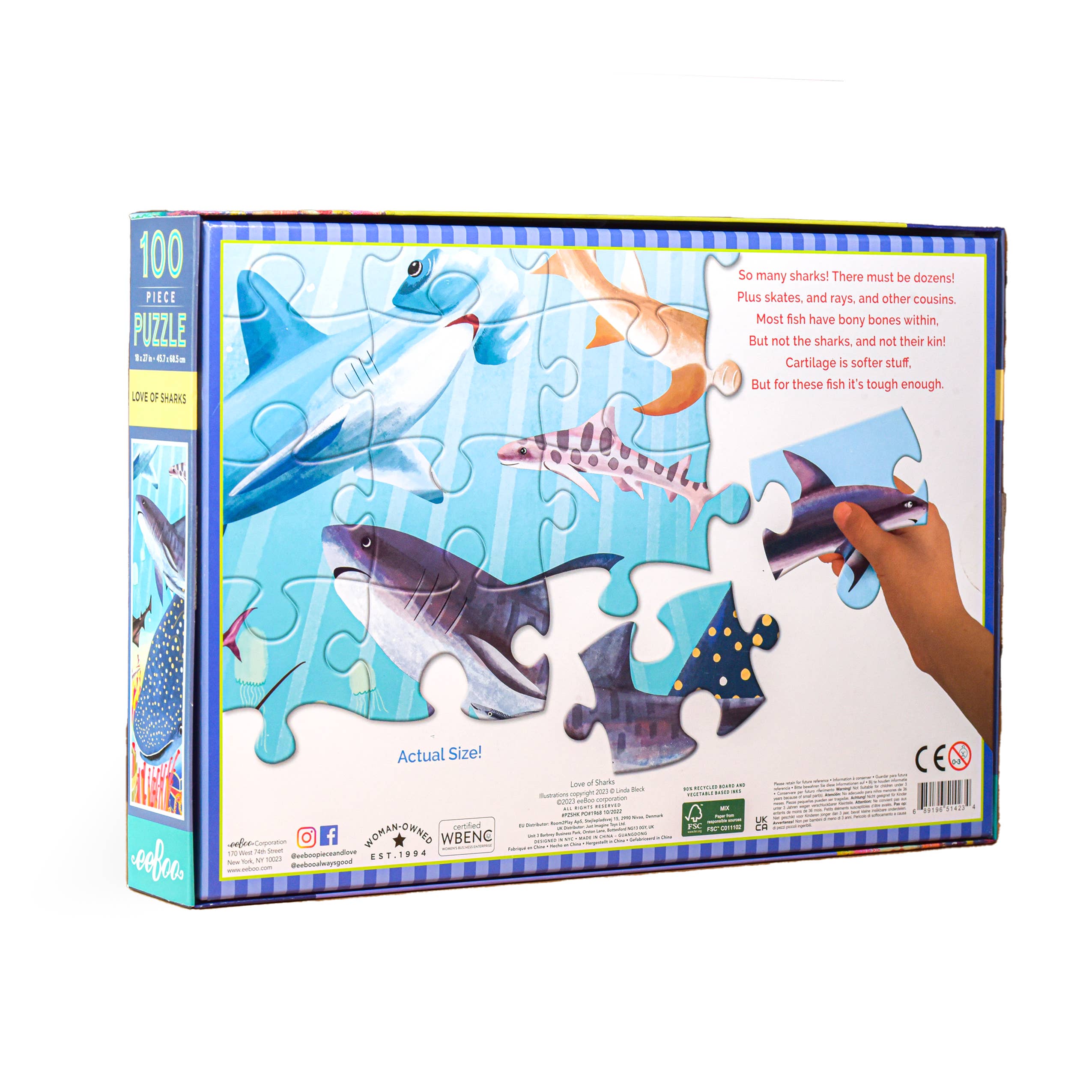 eeBoo - Wholesale Puzzle - Kids - Love of Sharks 100 Piece Puzzle1