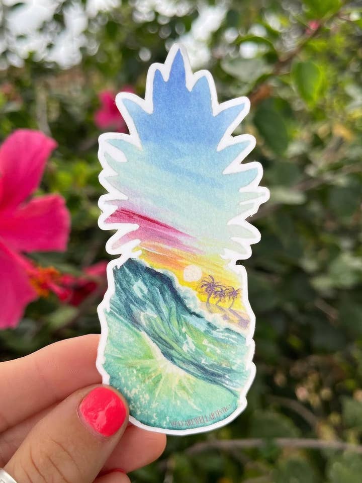 Pineapple Sticker | Vinyl Sticker | Ocean Sticker for wholesale by E. Farewell Artistics