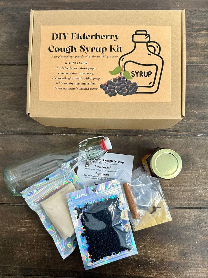 DIY Elderberry Cough Syrup Kit (No Labels) for wholesale by Herbal Rose Apothecary