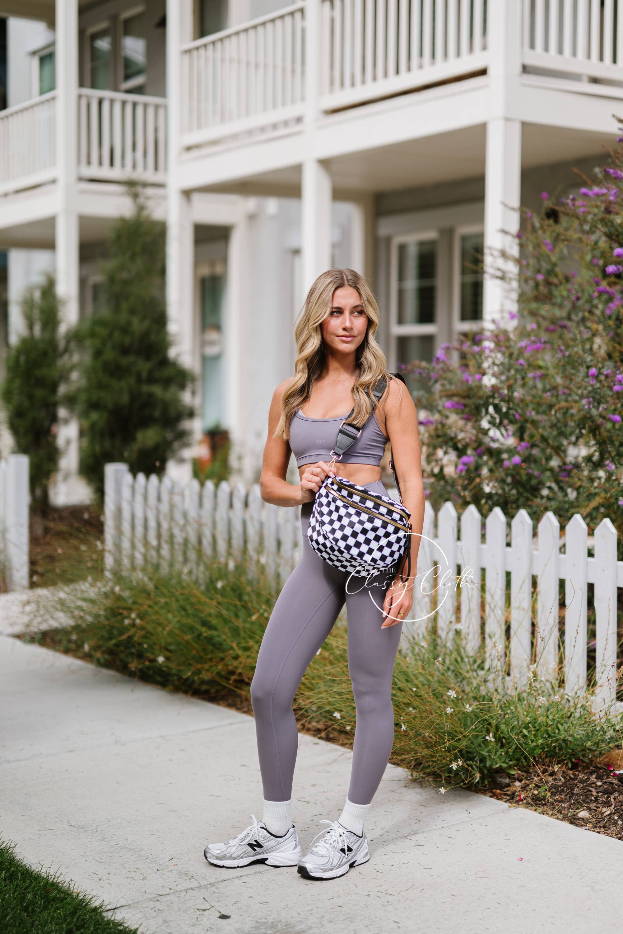 The Classy Cloth WS - Wholesale Belt Bag - Women's - Farah Fanny Bum Bag - Black Checkered RTS2