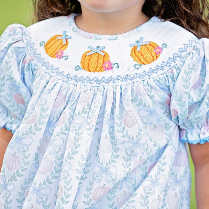 Seven Lantern Lane - Wholesale Dress - Kids - Girls Smocked Pumpkin Dress