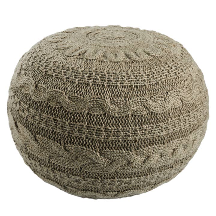 Vibe by Jaipur Living Etta Solid Taupe/ Olive Round Pouf for wholesale by Jaipur Living
