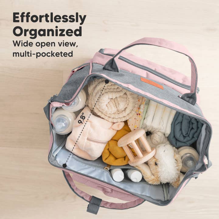 Pink Gray Original Diaper Bag Backpack, Baby Bags with Changing Pad for wholesale on Faire