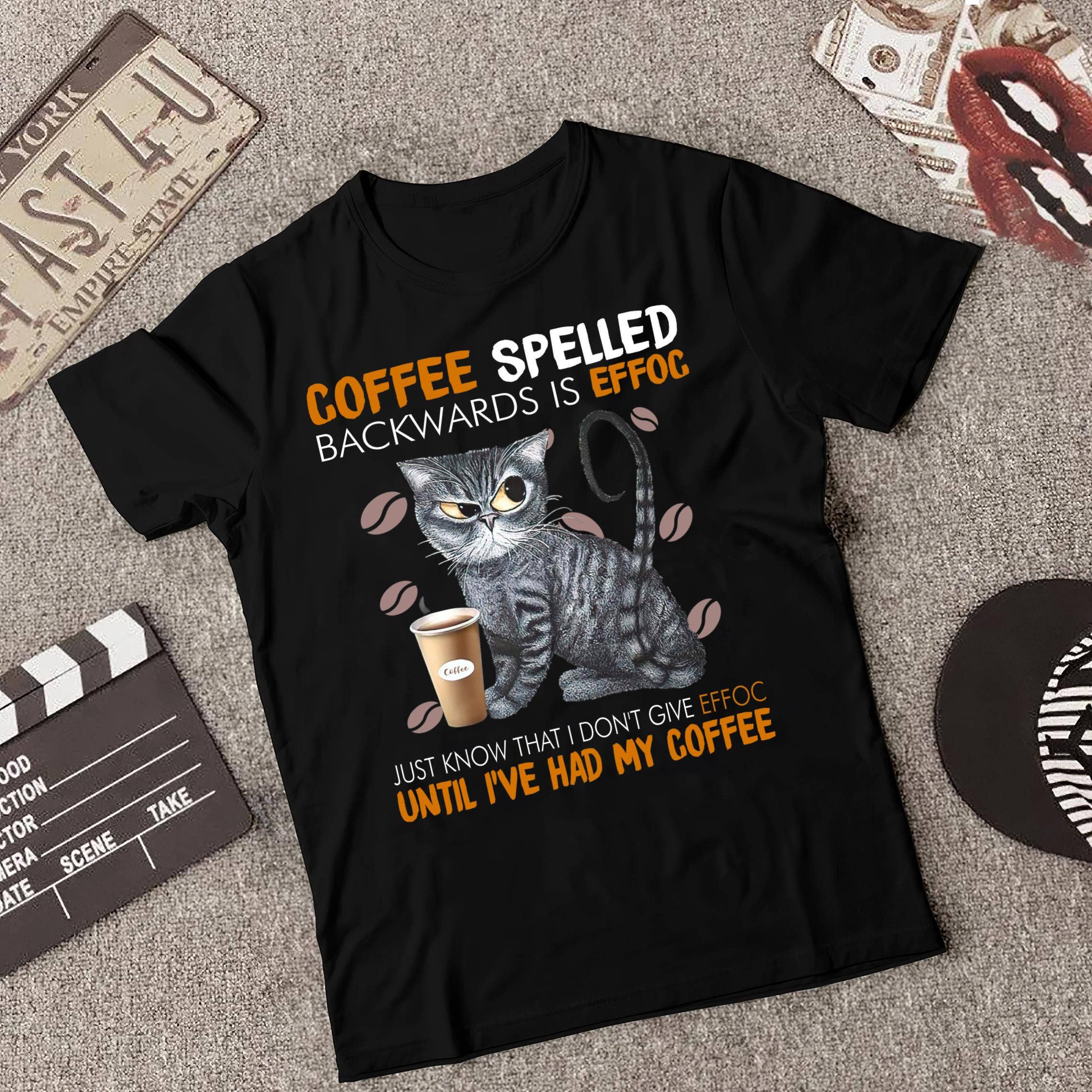 Black Coffee Spelled Backwards Is Effoc Shirt, Funny Cat Coffee for wholesale on Faire3