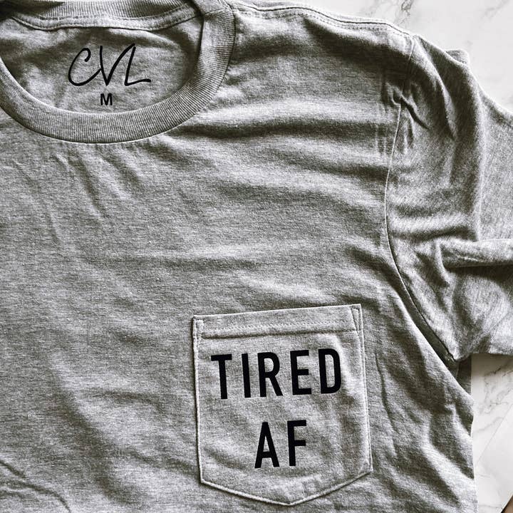 Tired AF Pocket Tee for wholesale by Shop catvonle