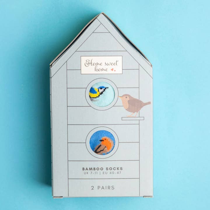 Bird Watching Sock Box - 2 Pairs of Bamboo Socks (His) for wholesale by Swole Panda