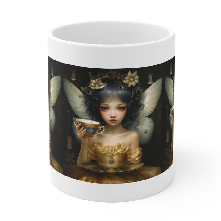 Teacup Fairy Winter - Ceramic Mug 11oz for wholesale by Lilly's Artwork