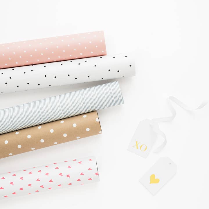 Sugar Paper - Wholesale Wrapping Paper Roll - Kraft Polka Dot, Wrapping Paper Roll