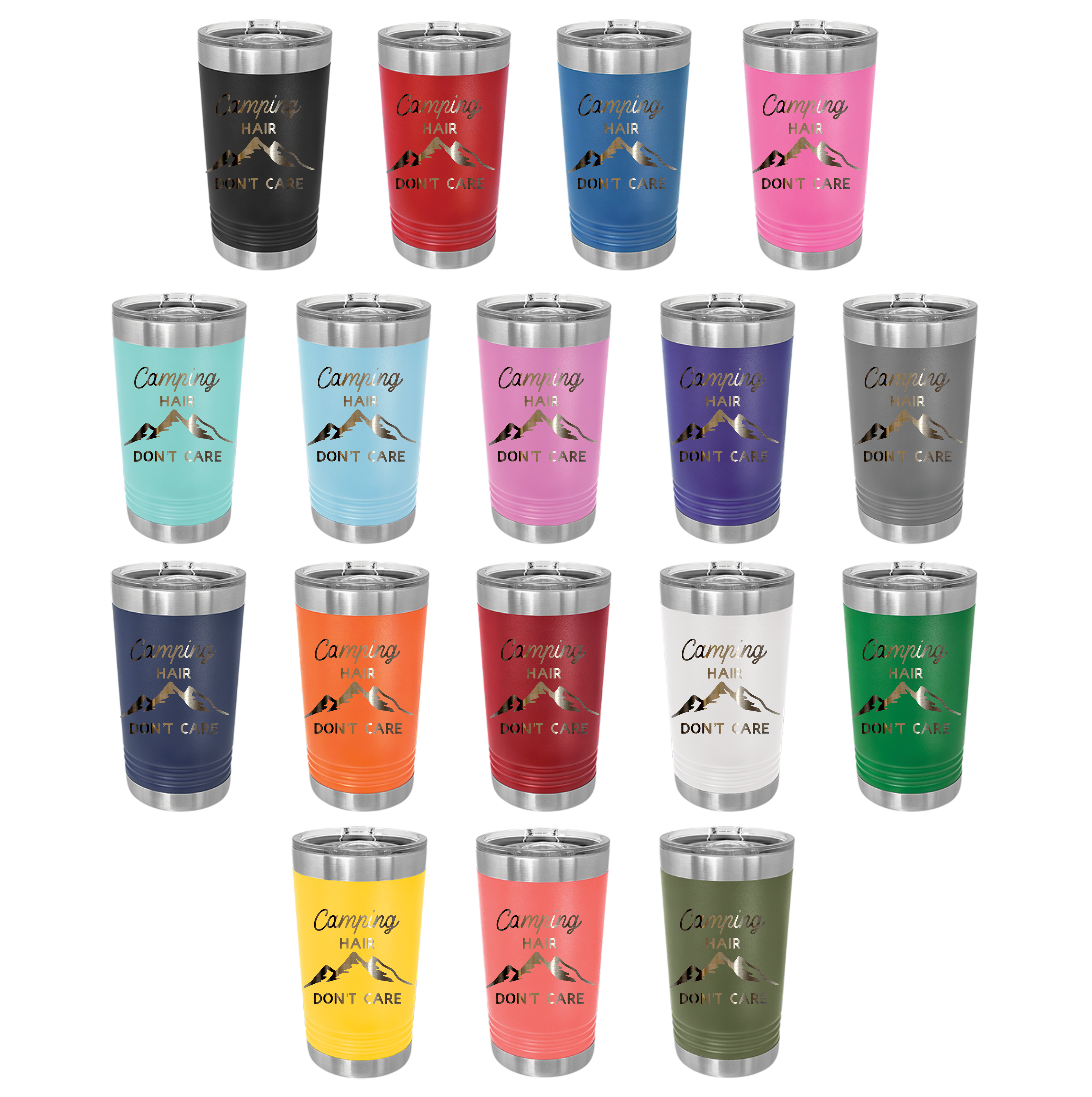 Katie & Company - Wholesale Insulated Mug/Tumbler - Camping Hair Don't Care16 oz Pint Tumbler Travel Mug1