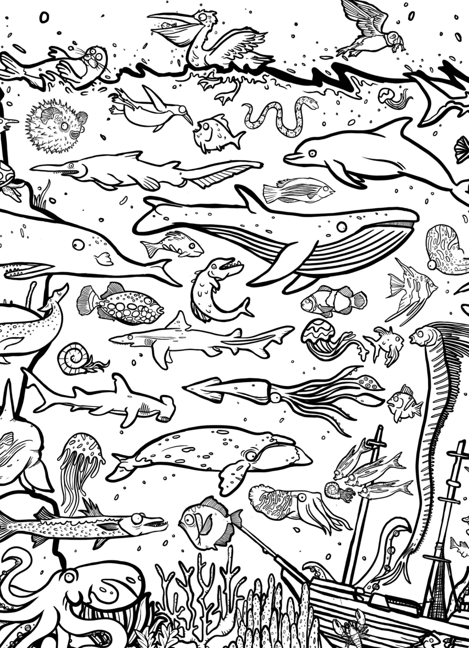 Dixon Does Doodles – wholesale Colouring and activity book – kids and baby – Ocean! Giant Colouring Poster 2