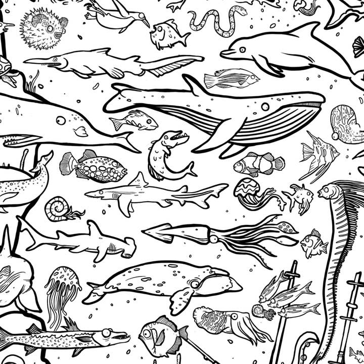 Dixon Does Doodles – wholesale Colouring and activity book – kids and baby – Ocean! Giant Colouring Poster 2